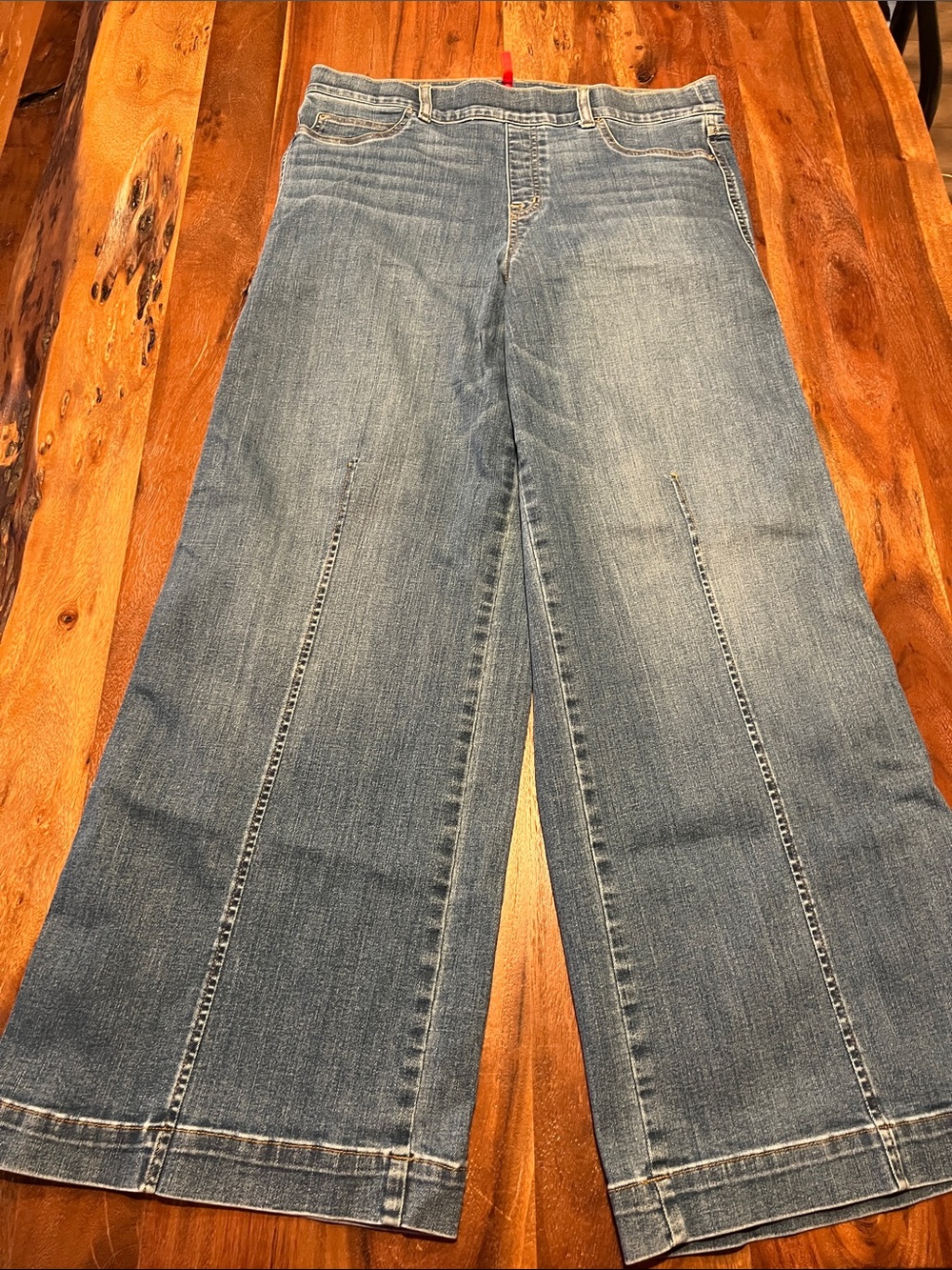SPANX Light Blue Wide-Leg Denim Jeans